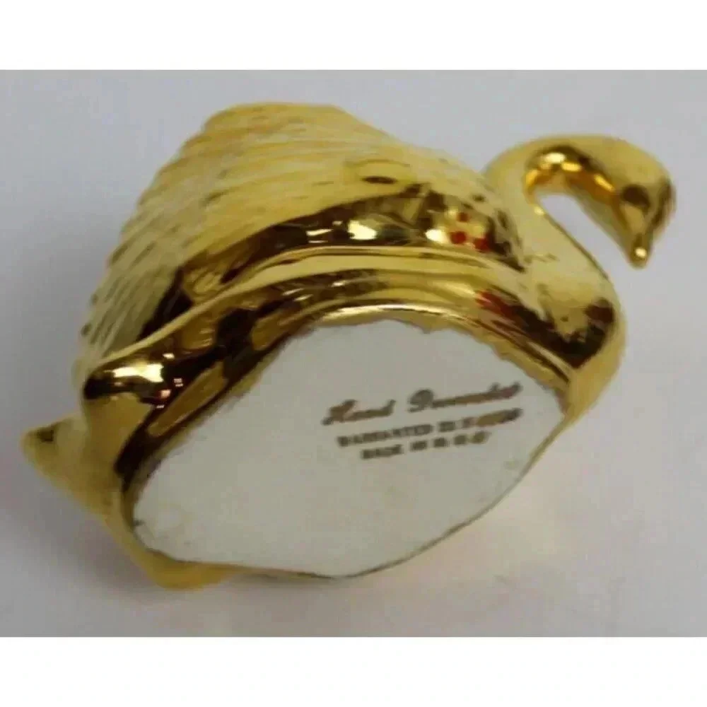 Vintage MCM Weeping Gold 22KT Swan Candy Dish Planter Room Decor Figurine